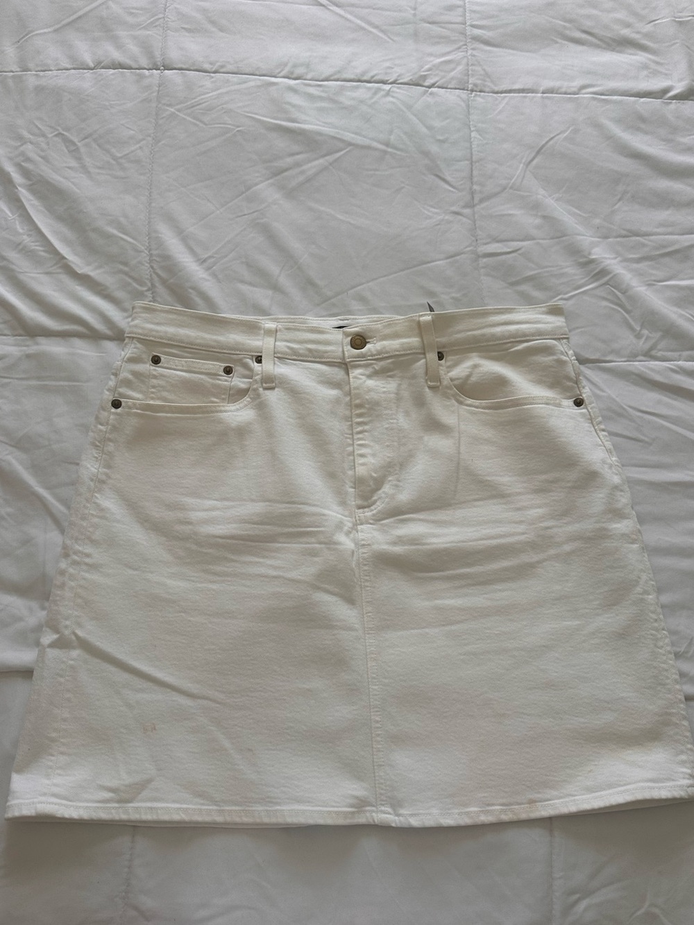 J. Crew White Denim A-Line Skirt